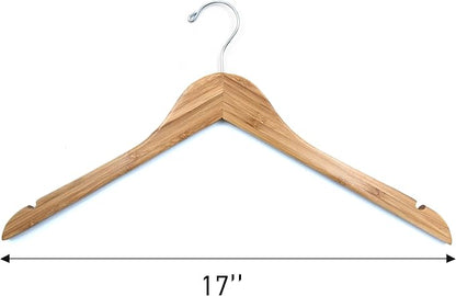 SSWBasics Bamboo Hangers for Clothes - Hanger 17" - Case of 50