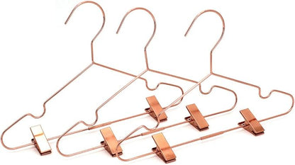25Pack Koobay 13" Rose Gold Copper Shiny Metal Wire Clothes Hangers With Adjustable Clips for Shirts Coat Storage & Display