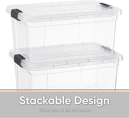 Superio Clear Storage Container with Lid, 16 Quart Plastic Bin for organization, Non-Toxic, BPA Free, Odor-Free, Stackable Latch Box organizer for Home, Dorm, Classroom, Garage, Closet (16 Quart)