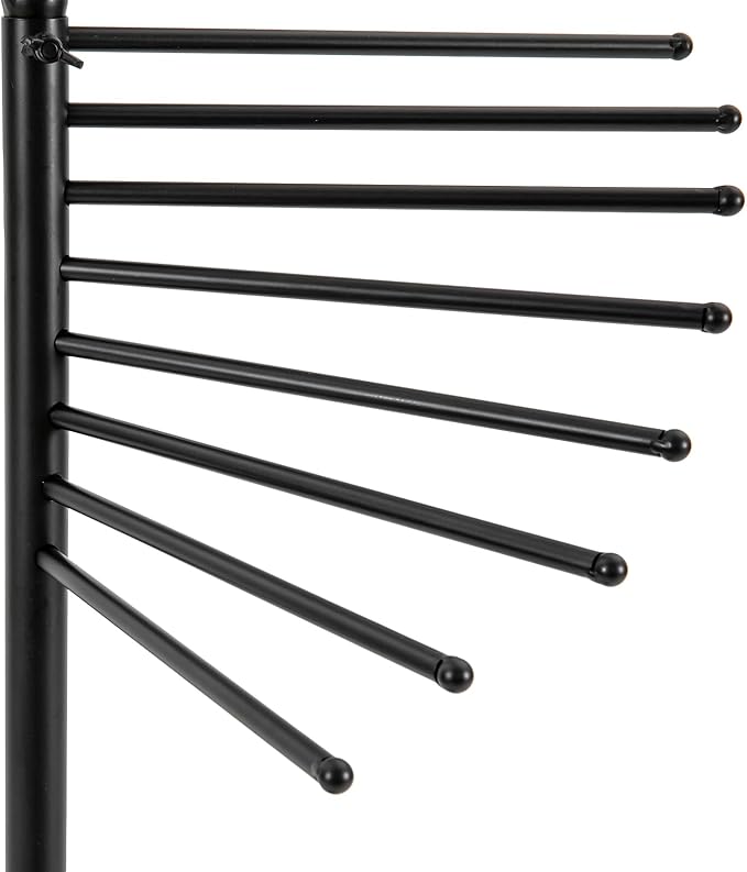 Scarf Rack Free Standing, Spiral Scarf Holder with 30 Rods, Commercial Hijab Organizer Belt Pants Hanger for Clothing Store Commercial Home, Space Saving Shelves (Black)