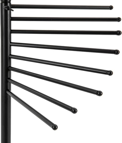 Scarf Rack Free Standing, Spiral Scarf Holder with 30 Rods, Commercial Hijab Organizer Belt Pants Hanger for Clothing Store Commercial Home, Space Saving Shelves (Black)
