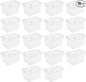 Sterilite 48 Qt Hinged Lid Storage Box, Stackable Bin with Lid, Plastic Container to Organize Home, Office, Basement, Clear with White Lid, 18-Pack