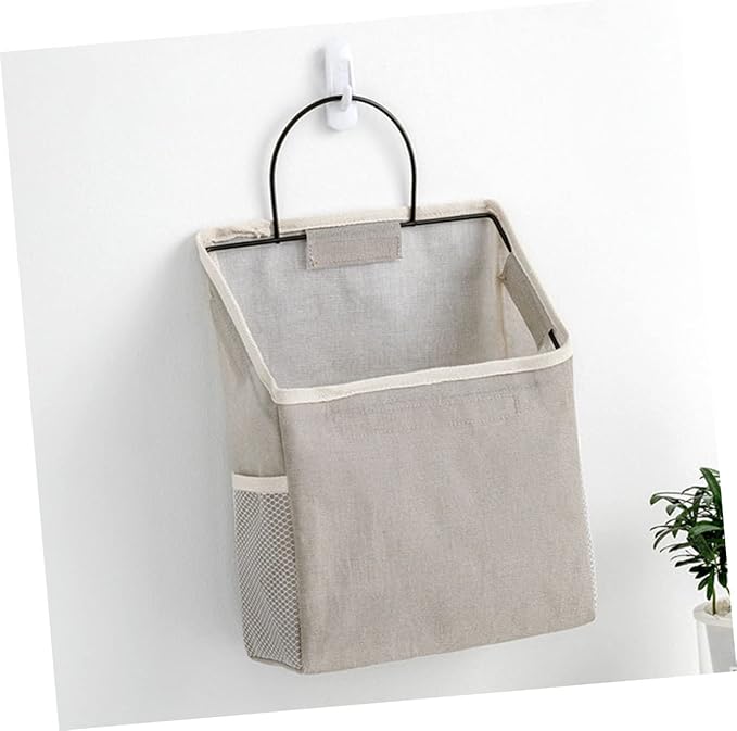 Luxshiny 2sets Wall-mounted Storage Bag Door Hanger Grocery Bag Holder Toiletry Hanging Organizer Dorm Storage Grey