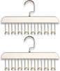 Belt Hanger 2Pcs Belt Hanger with 16 Hooks Bra Hangers for Closet,Space-Saving Wooden Closet Hanger Organizer for Ties, Scarves, Bras,Tank, Tops(White)