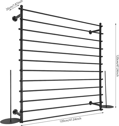 Wall Mounted Display Rack, 12 Layer Wall Wrapping Paper Ribbon Organizer, Scarves Tie & Scarf Rack Belts Towel Holder for Home, Retail Stores, Flower Shop (Black)