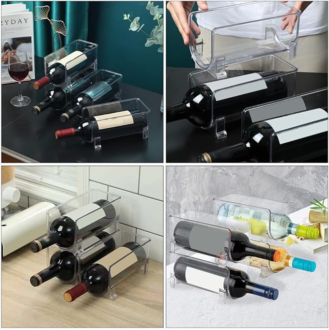 Cabilock Stackable Drawer Style Wine Rack 2-Pack 8.07X3.93X4.01In Compact Bottle Holder Organizer for Kitchen Bar Home Party Events
