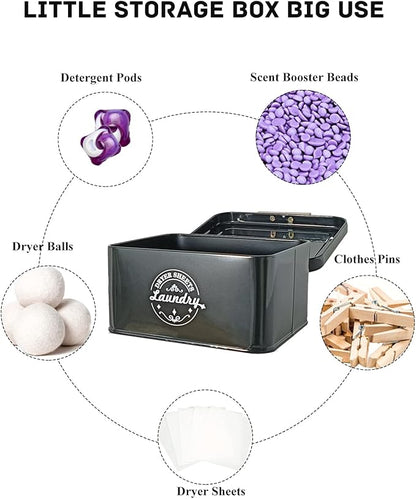 SACREDAY Dryer Sheet Holder Container for Laundry Room Organization, Farmhouse Laundry Organization and Storage, Metal Dryer Sheet Dispenser for Laundry Room Decor (Black)