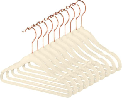 MIZGI Baby Velvet Hangers,Non-Slip Kids & Toddler Hangers,11.8 Inch Hangers for Baby Clothes,Pack of 50(Ivory)