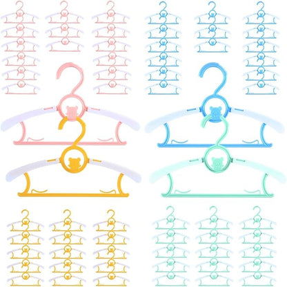 Baby Hangers for Nursery Closet 60 Pack Plastic Kids Clothes Hanger Space Saving Non Slip Extendable Toddler 11-14” Adjustable Hangers Heavy Duty Clothing Infant Hanger Bulk, Mixed Color