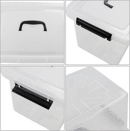 Zopnny 6-Pack 12 Quart Latch Box, Stackable Organizer Bins with Latching Lids, Clear Plastic Organization Containers for Closet, Bedroom, Shelving Units and Everyday Home Storage