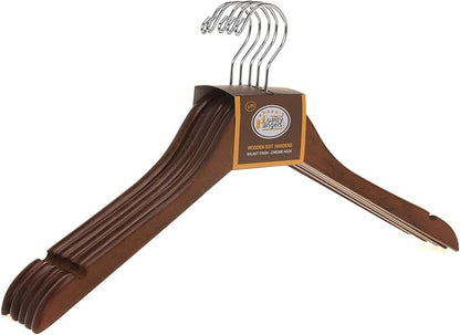 Quality Semi Curved Wooden Suit Hangers, 80-Pack Smooth Finish Solid Wood Coat Hanger with Swivel Hook, Jacket, Pant, Dress Clothes Hangers (Walnut - Gold Hook, 80)