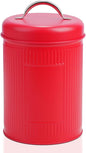 Farmhouse Coffee Canister Storage Container, 42 Oz Vintage Coffee Bean Airtight Jar with Lids, Food Tins with 12 Label Stickers, Kitchen Counter Pantry Organization for Candy Sugar Cookie Tea (Red)