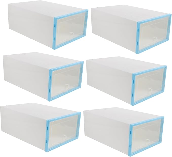 6pcs Shoebox Storage Case for Women Stackable Plastic Shoe Containers for Home Dorm Small Spaces