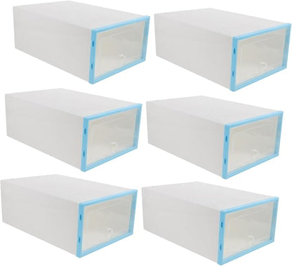 6pcs Shoebox Storage Case for Women Stackable Plastic Shoe Containers for Home Dorm Small Spaces