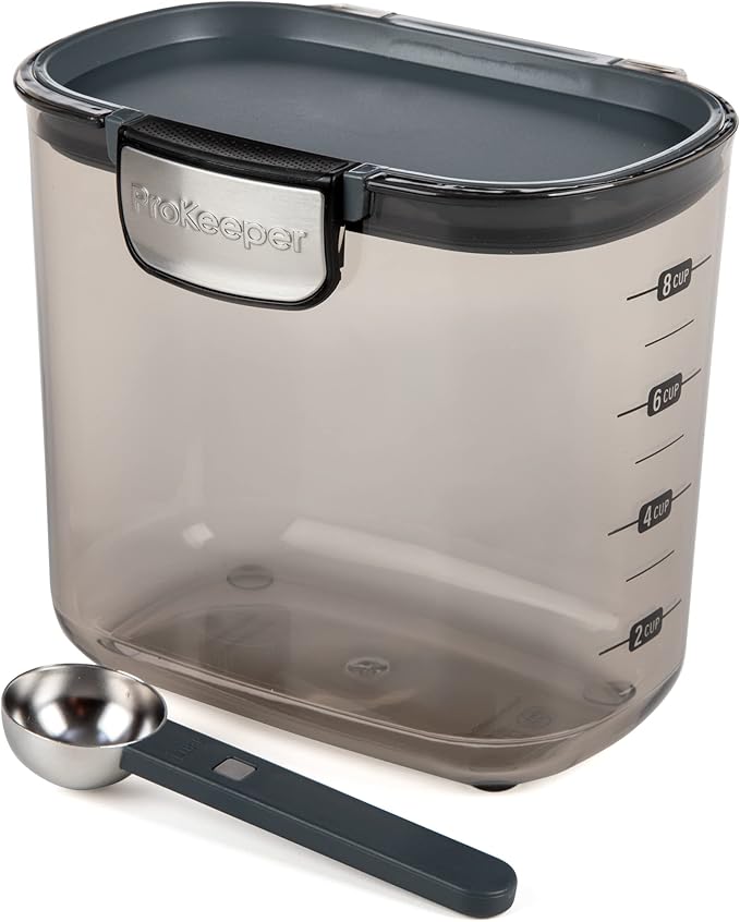 Progressive ProKeeper International Clear Plastic Airtight Food Baker's Kitchen Storage Organization Container Canister Set with Magnetic Accessories (Coffee 2-Quart)