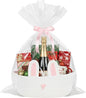 ShellKingdom Storage Basket with Handles, Empty Cute Rabbit Gift Basket with Gift Bags and Ribbon, Small Woven Baskets for Home, Nursery Organizer, 12 X 8 X 5 INCH, Easter White Pink