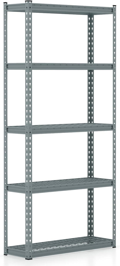 Goplus 5-Tier Metal Shelving Unit, Heavy Duty Wire Storage Rack with Anti-Slip Foot Pads, Height Adjustable Shelves for Warehouse, Kitchen, Living Room, Garage, 12" D x 35.5" W x 72" H
