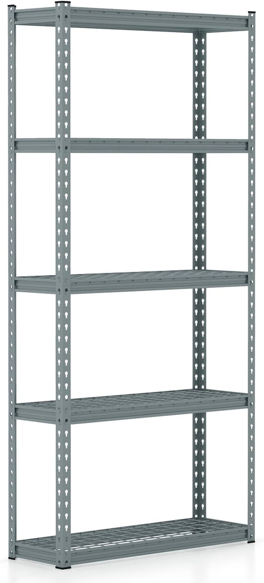 Goplus 5-Tier Metal Shelving Unit, Heavy Duty Wire Storage Rack with Anti-Slip Foot Pads, Height Adjustable Shelves for Warehouse, Kitchen, Living Room, Garage, 12" D x 35.5" W x 72" H