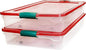 HOMZ 60-Quart Holiday Plastic Underbed Storage Bins with Red Latching Lids, Secure Clear Rolling Storage for Home Organization, 2 Pack, Green Latches