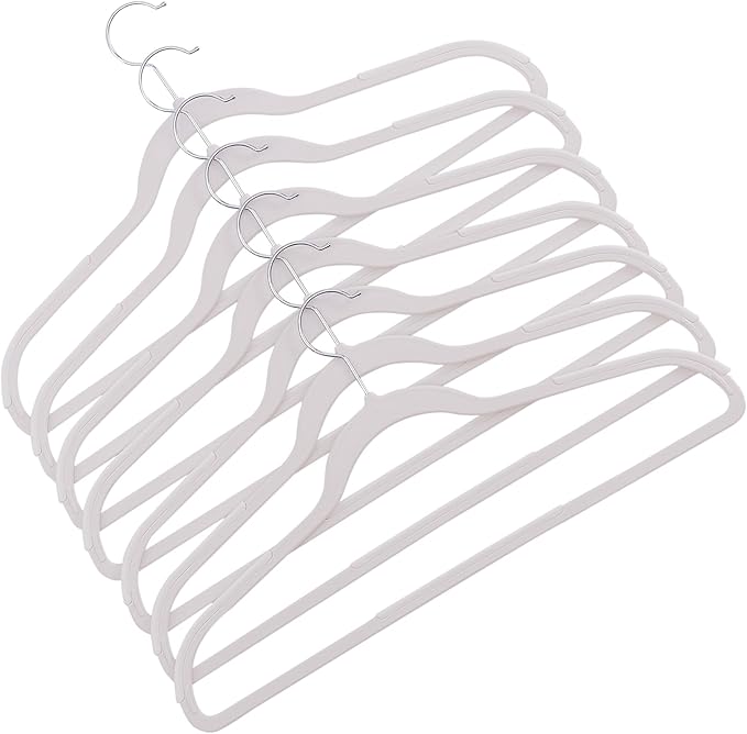 VECELO Non-Slip Clothes Hangers, 50 Pack Heavy Duty Plastic Hangers with 360° Rotating Metal Hook, Space Saving Wardrobe Organizer for Shirts, Coats, Pants, Dresses