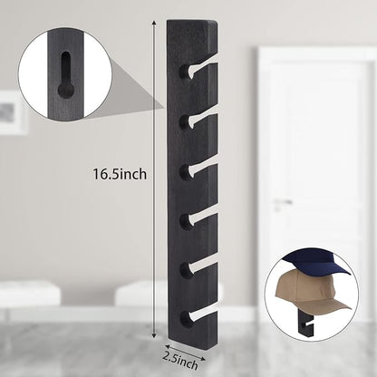 Hat Rack for Wall Baseball Cap Organizer Hanger (2 Pack) Modern Wooden Hat Holder Wall-Mounted Caps Display for Closet Door Bedroom Entryroom Laundry (Gray)