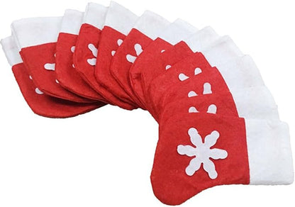 6/10/12Pcs Christmas Silverware Holder Xmas Cutlery Dinner Table Decoration Santa Claus Snowflake Flatware Pockets