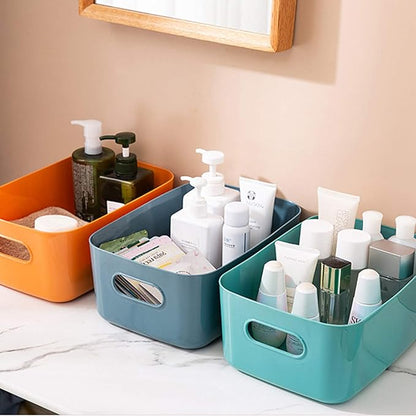 OWill 7 Pcs 2.1 L Plastic Storage Bins and Baskets for Efficient Home Classroom Organization Small Containers in Multicolour for Kitchen, Cupboard box, and Bathroom Organizer on Shelves and Tubs