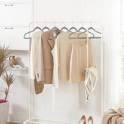 Stormix 36 Pack Velvet Hangers, 17.3 x 8.9 Inches Clothes Hangers, Non Slip Dresses Hangers with Shoulder Notches for Adult Gray - Rose Gold Hook