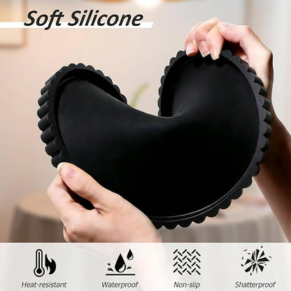 Silicone Bathroom Tray, Round Vanity Tray, 9-inch, Black, Storage Decorative Vanity Coffee Table Decor for Perfume