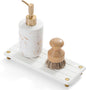 Razborci Instant Dry Sink Caddy Kitchen Sink Organizer, Quick Drying Diatomaceous Earth Stone Sink Tray Sponge Holder Soap Dish, Bathroom Countertop Vanity Dispenser Toothbrush, Gold White, 10" x 4"