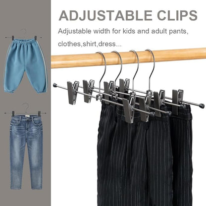 Pants Hangers 13.8" Dark Grey Skirt Clothes Rack with Clips Metal Clips Trousers Hanger Space Saving Slacks Hangers Durable and Sturdy Pants Display 30 Pack