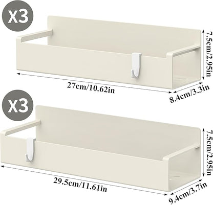 HuggieGems 6 Pack Magnetic Spice Rack Organizer for Refrigerator and Oven, Cream White Fridge Organizers and Storage for Kitchen
