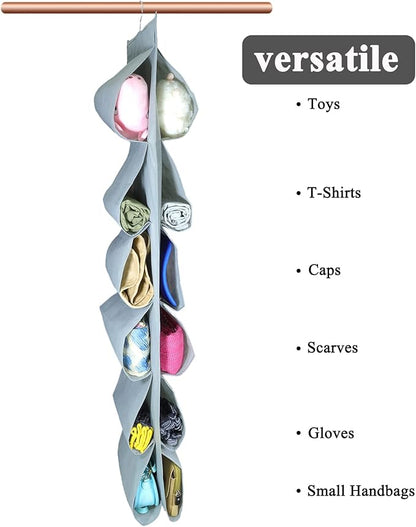 2 Pack 12 Large Pockets Hanging Shoe Organizer for Closet with Roating Hanger for Storage Mens Shoes,Kids Clothes,Also can used as Travel shoe rack hanging,Grey