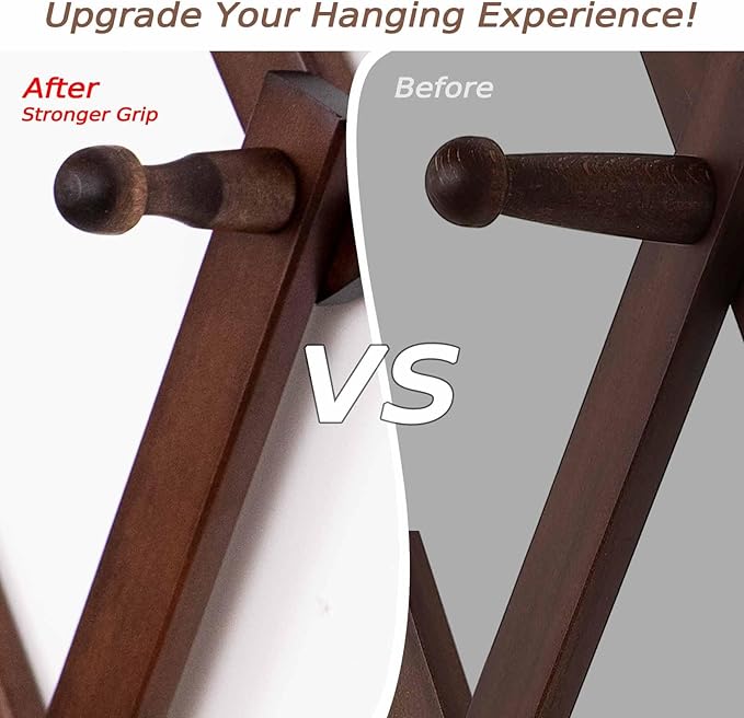 SCUNDA Hat Rack for Wall, Expandable Wall Hat Holder with 16 Hooks, 16 inch Wooden Wall Hook for Baseball Caps,Cowboy, Bag,Hoodie(Brown)