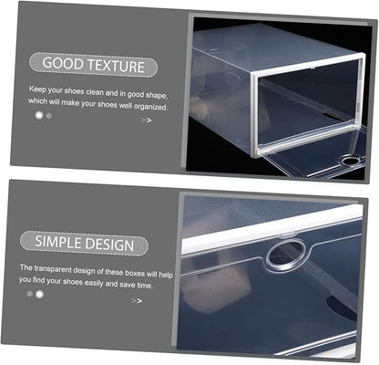 MAGICLULU 5-Piece Stackable Shoe Storage Box Organizer Drawer-Type Plastic Containers for Home Organization Dustproof Design for Shoes Display and Storage