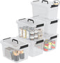 12 Quart Clear Storage Bins with Latching Lids, Stackable Plastic Containers with Handles for Organization, 6-Pack