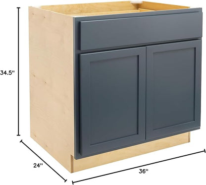 Quicklock RTA (Ready-to-Assemble) | Base Kitchen Cabinets - Shaker Style | Made in America (Needlepoint Navy, 36" Wx34.5 Hx24 D Base)