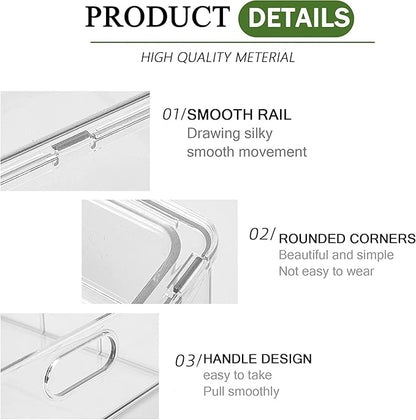 bealy 3 Pack Fridge Organizer and Storage,Clear Storge Bins with Pull-out Drawer, Fridge Drawers Clear Stackable Storage Drawer Containers for Freezer, Refrigerator, Pantry, Kitchen