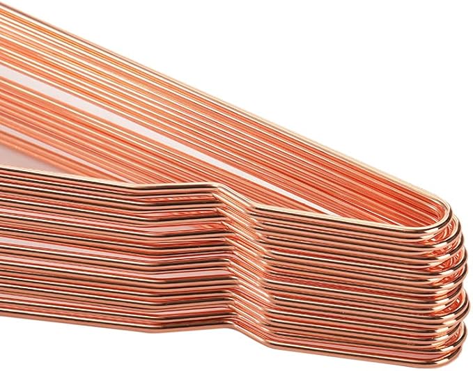 Tosnail 30 Pack 16.5" Stainless Steel Strong Wire Metal Hangers, Heavy Duty Clothes Hangers, Space Saving Closet Organizer - Rose Gold