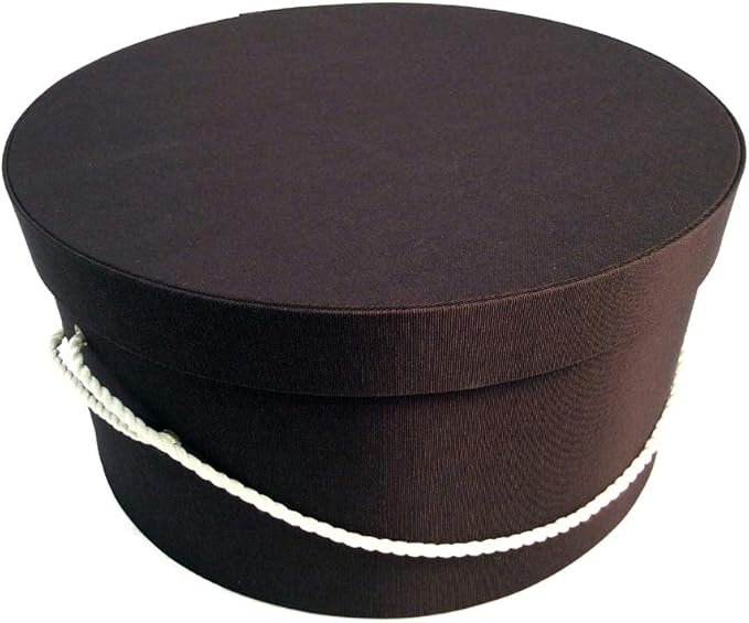 Sarah's Hat Boxes Classic Brown Hat Box – 16.75" x 8.5" (Dia. x Ht.) Handmade in USA – Odorless Non-Toxic Adhesive, Cording Handle – Premium Storage for Hats & Accessories