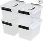 6.5 Quart Clear Storage Latch Box/Bins with Handle, 4-Pack Plastic Container with Lid