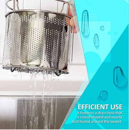 HOME&I Stainless Steel Silverware Drying Basket for Dish Rack, 4-Compartment Utensil Holder with Drain Board, Countertop Cutlery Caddy for Kitchen Sink & Dishwasher