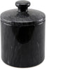 Creative Home Hand Carved Natural Black Marble Storage Jar Heavy Duty Taiwan Yushan Stone for Cotton Balls Jewelry Bathroom Essentials Chemical-Free and Eco-Friendly, 3.8 Diam. x 5.2 H Inch