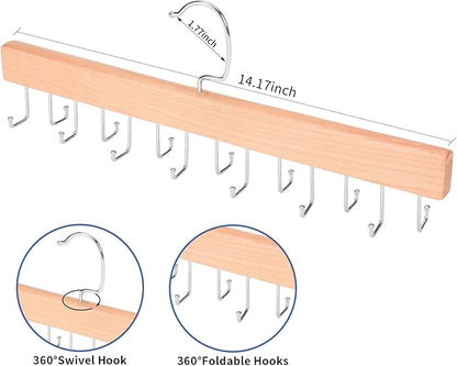 Tie Hanger, Space Saving Bra, Tank Top, Belt Storage Rack, 14 Foldable Hooks, Suitable for Closet Organizers and Storage