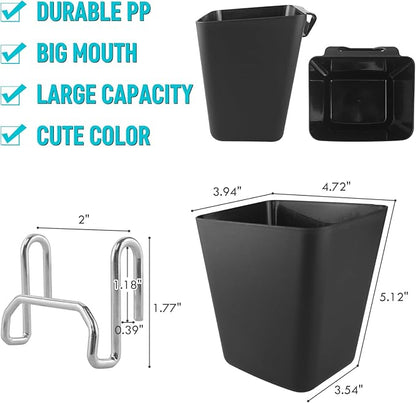 G.CORE Large Grid Wall Bins - 6Pack Black Gridwall Accessories Hanging Cups with Back Hooks - Plastic Grid Wall Panels Organizers Wire Shelves Holders for Garage Garden Craft Office Tools Storage