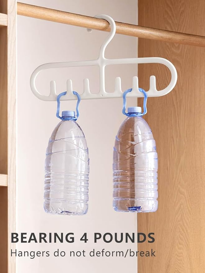 4 Pack Tank Top Hanger with 6 Hooks, Durable Hanging Closet Organizer Accessories Holder for Camisole, Bow Tie, Scarves, and More | White