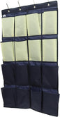 Milisten The Door Shoe Organizer Bag 16-compartment Oxford Cloth Hanging Shoe Pouch for Closet Storage Blue and Yellow for Home Wall and Door Use