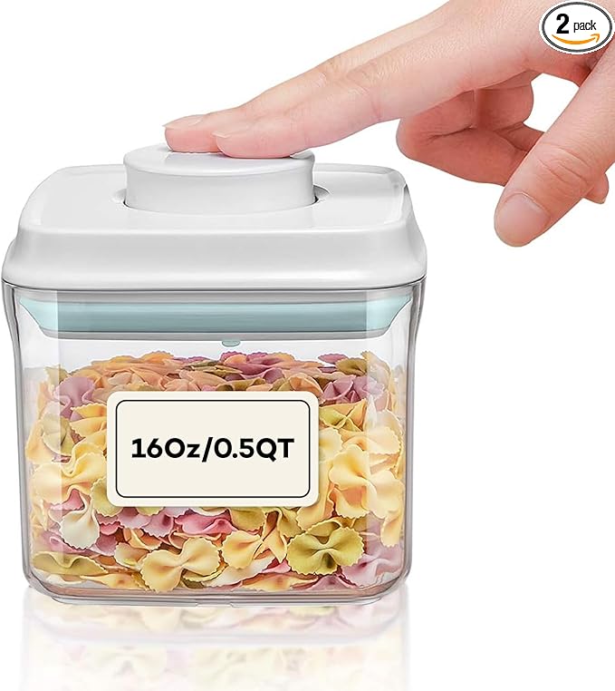 Bop Top Airtight Food Storage Containers with Lid 2 Cups / 16 oz | Kitchen Canister Sets | Air Tight Pantry Container | Pop Top Dry Food Storage Containers for Snacks, Sugar, Flour, Baking, Pasta