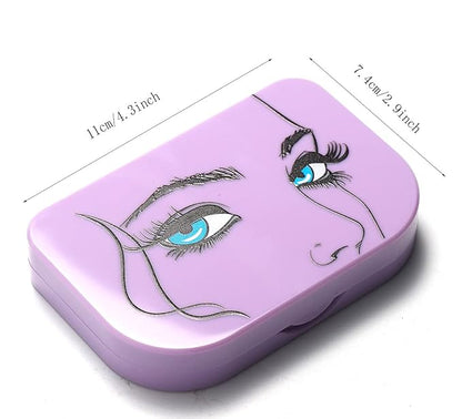 3 Tier Eyelash Storage Case Lash Dime Organizer Holder Box with Mirror Makeup Cosmetic Travel Case Empty False Lash Container (Purple)