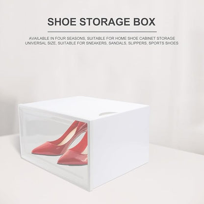 Zerodeko Stackable Sneaker Storage Box Flip Lid, White 33.5×24.5×17.5cm Pp Plastic Shoe Organizer for Home and Closet